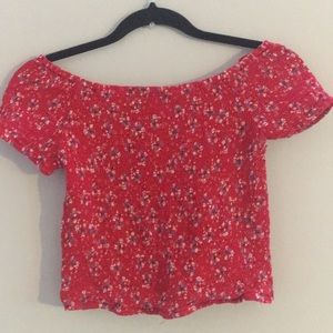 (PRICE NEGOTIABLE)Red floral ruffle top